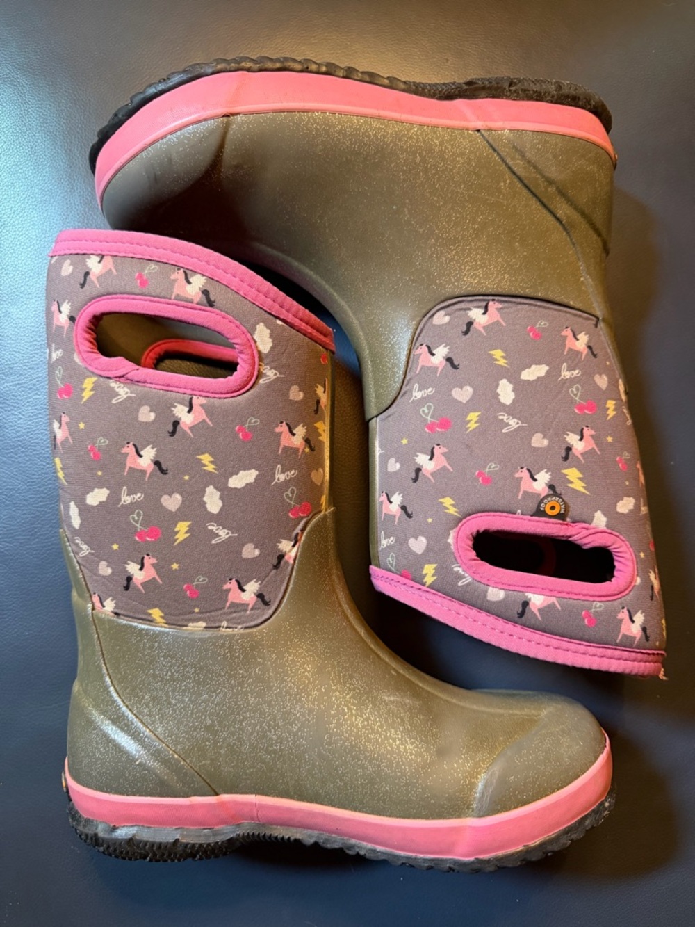 BOGS Kids Classic II Waterproof Winter Boots Pink Pegasus Sparkle Sz 4 EURO 37